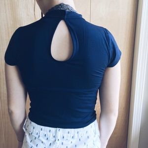 forever 21 cropped dark blue top